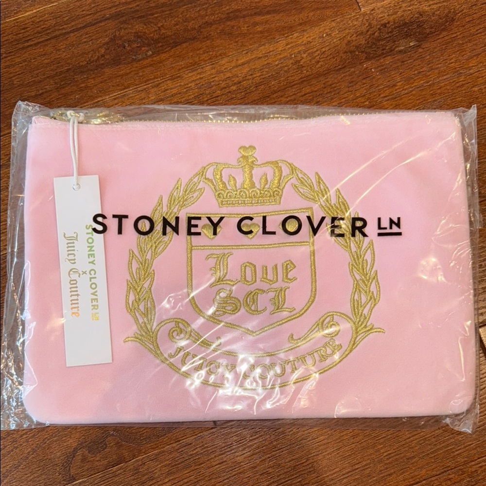NWT Juicy Couture velour Stoney Clover Pink Pouch